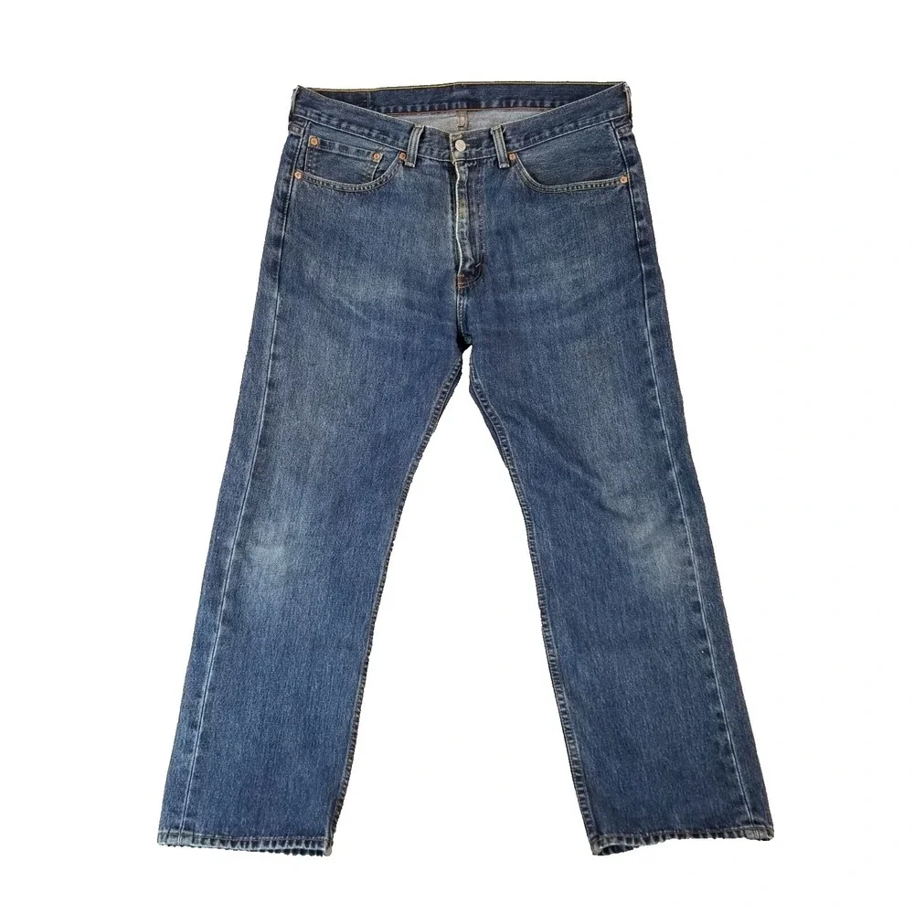 Levi's 505 jeans men's 36x29 regular fit straight blue denim‎ pants retro